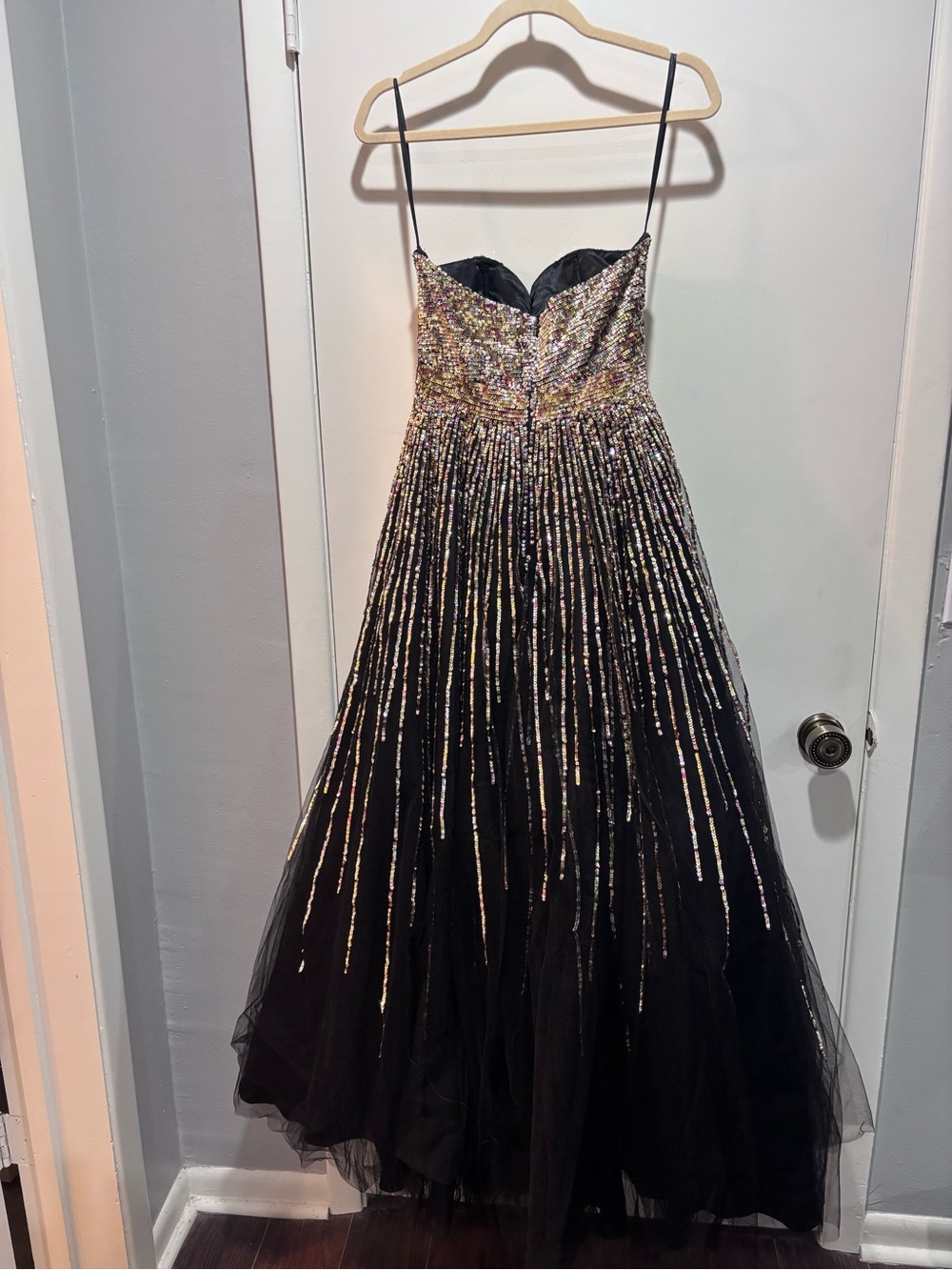 Terani Couture Black Dress with Gold sparkles - Picture 5 of 7